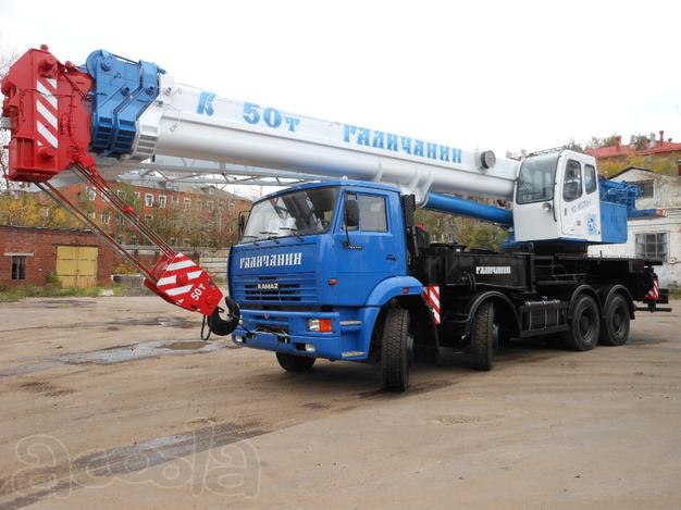 Аренда автокрана вездехода ГАЛИЧАНИН 50 тонн в Петербурге и Ленинградской области